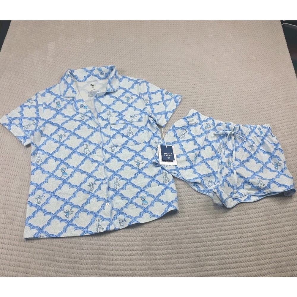 Roller Rabbit X Target Pajama Set Womens XS Sloth Print Scalloped Hem